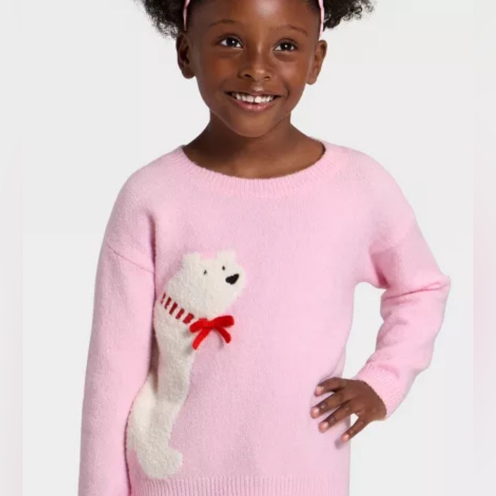 Cat & Jack — Pink Sweater with Polar Bear Design